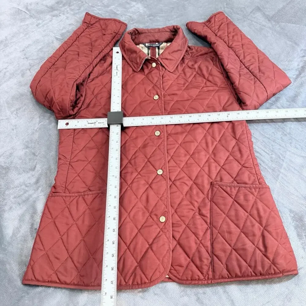 Burberry London quilted jacket diamond Nova check crimson made in England wmns M - Picture 8 of 16